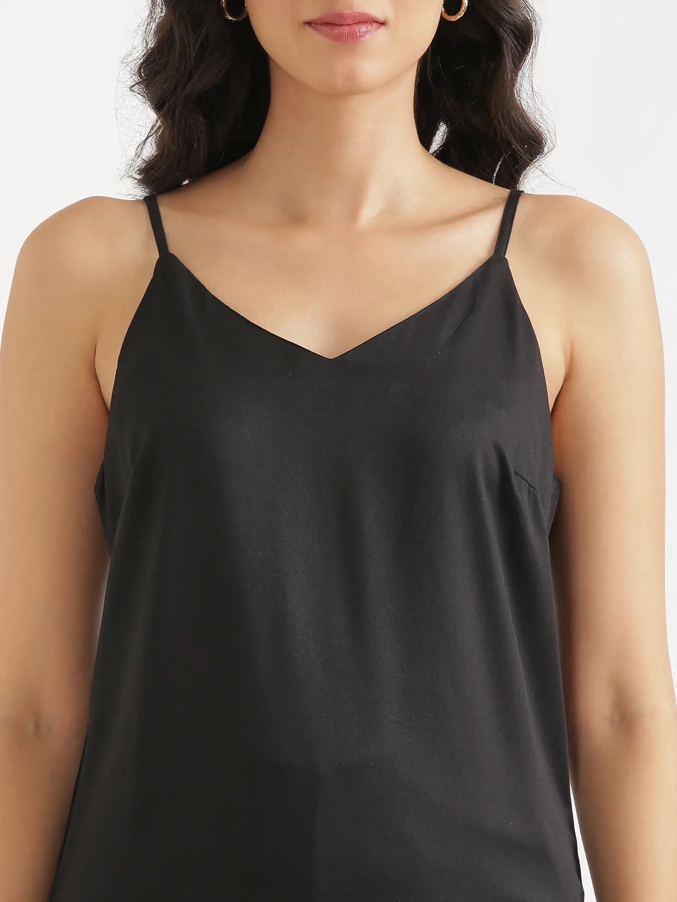 Women Black Flowy Camisole Top