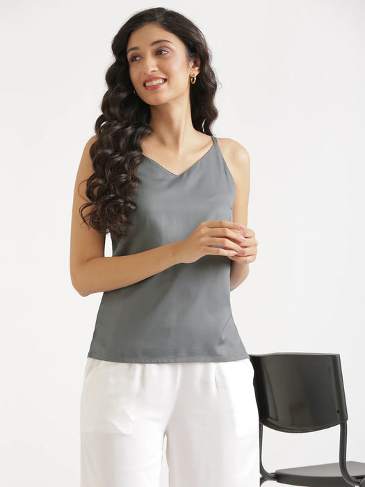 Women Grey Flowy Camisole Top
