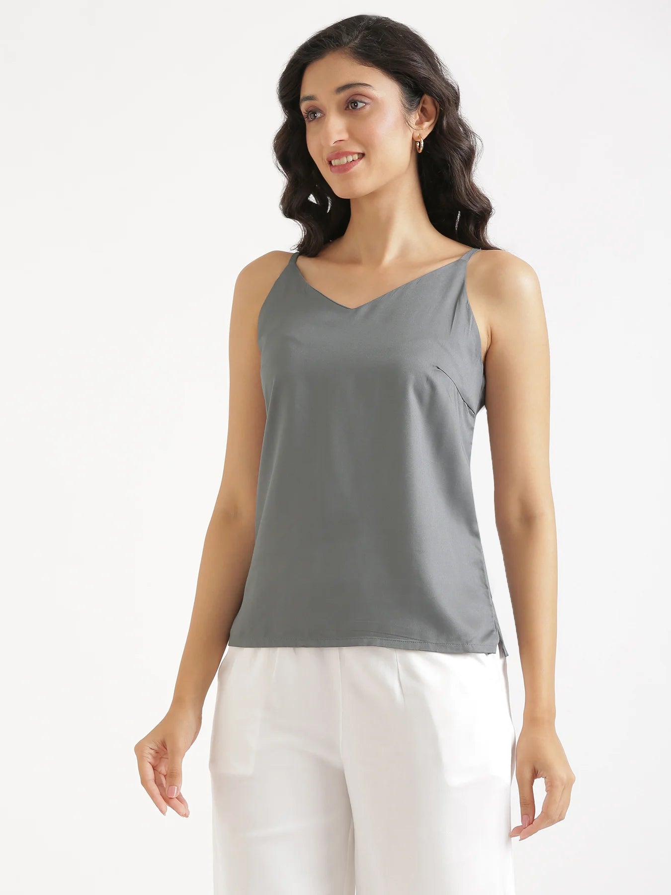 Women Grey Flowy Camisole Top