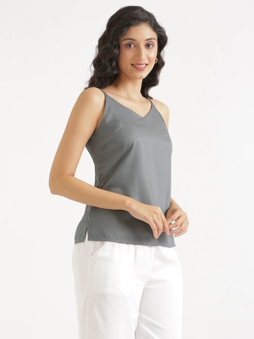 Women Grey Flowy Camisole Top