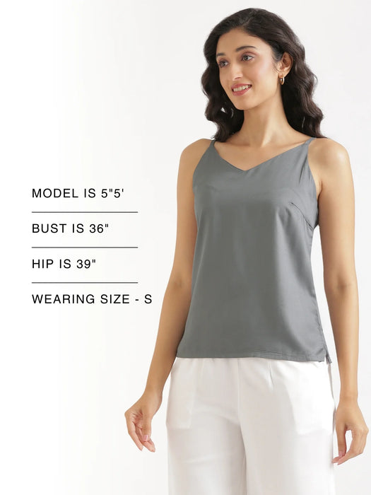 Women Grey Flowy Camisole Top