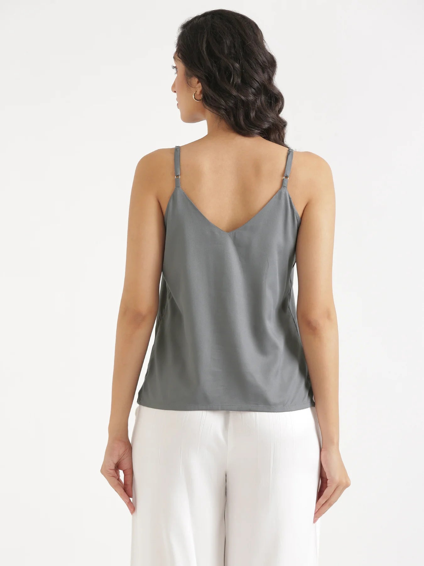 Women Grey Flowy Camisole Top