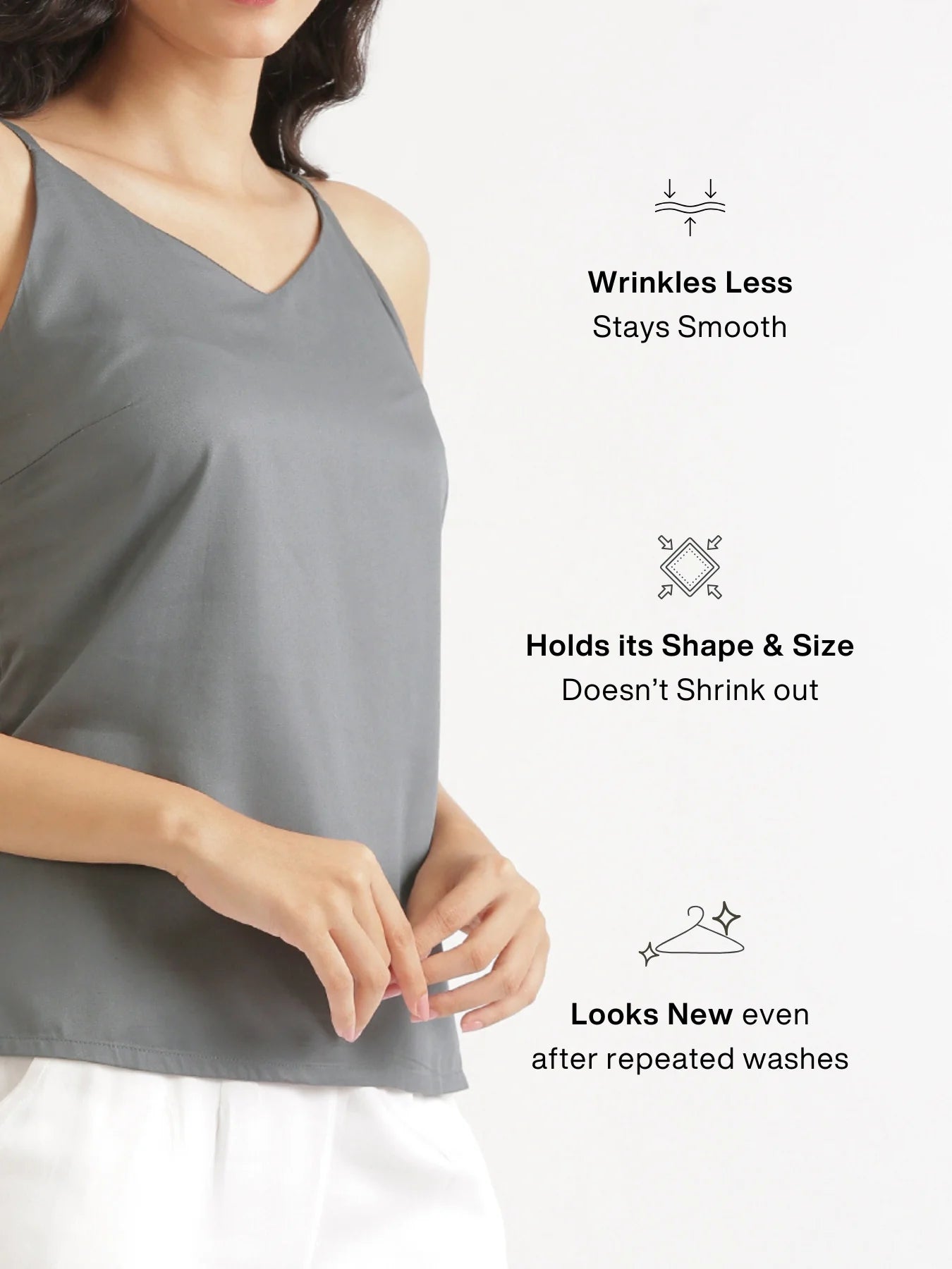 Women Grey Flowy Camisole Top