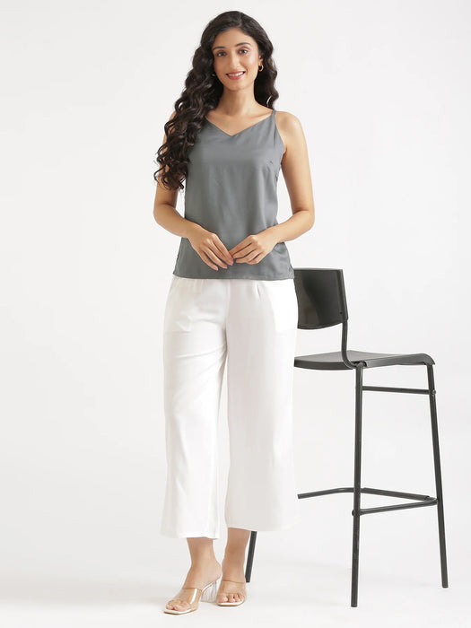 Women Grey Flowy Camisole Top