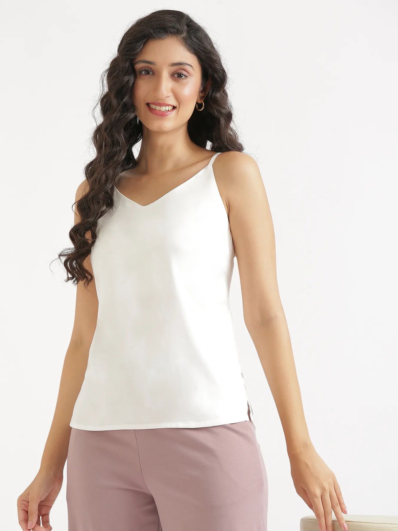 Women White Flowy Camisole Top