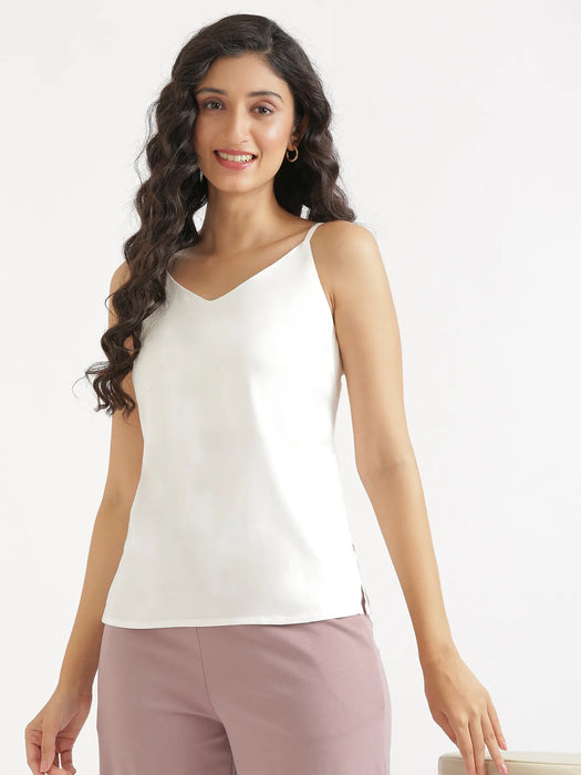 Women White Flowy Camisole Top