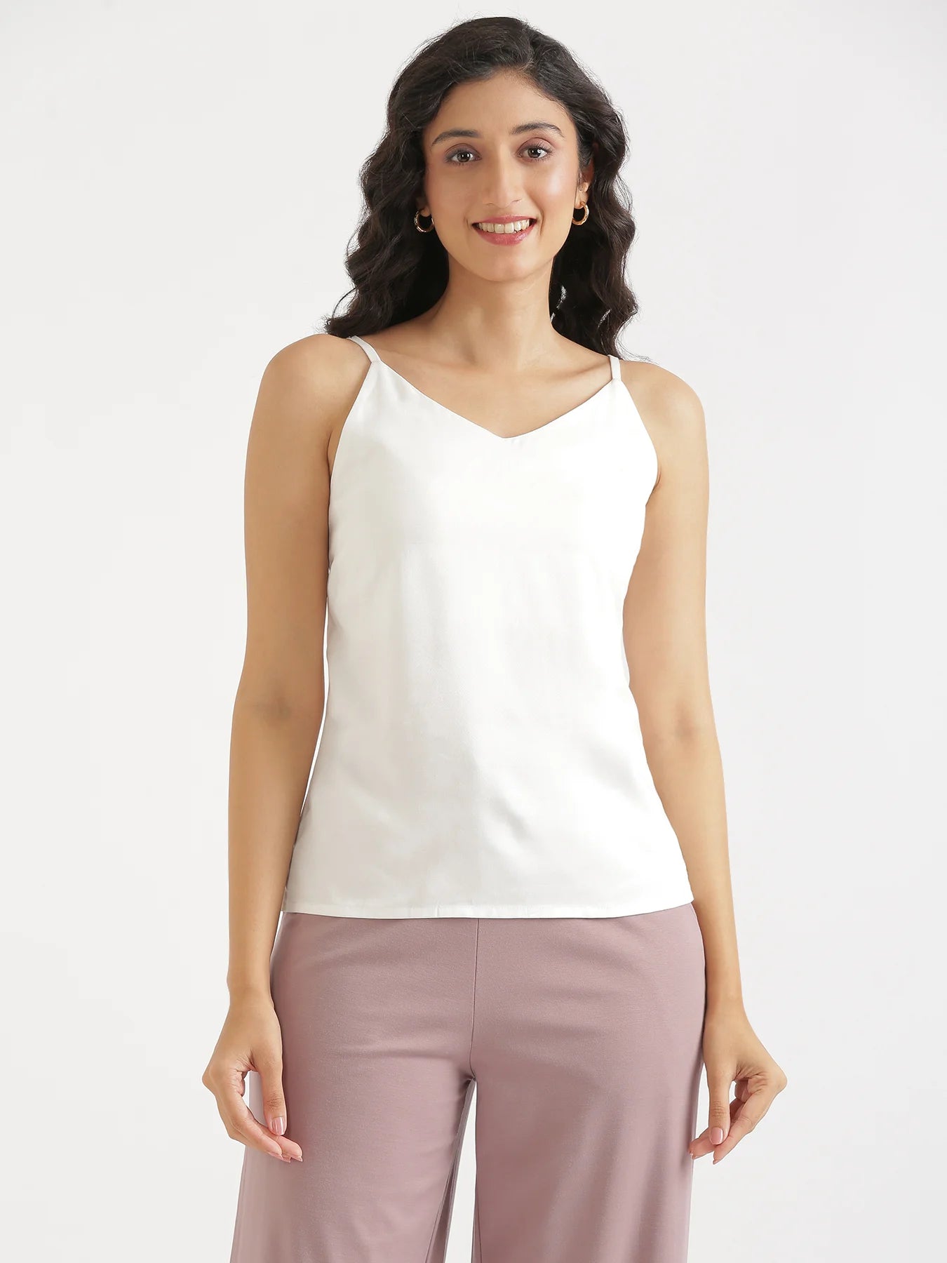 Women White Flowy Camisole Top