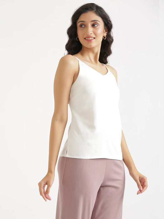 Women White Flowy Camisole Top