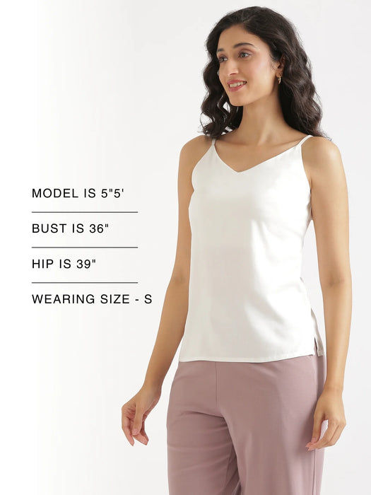 Women White Flowy Camisole Top