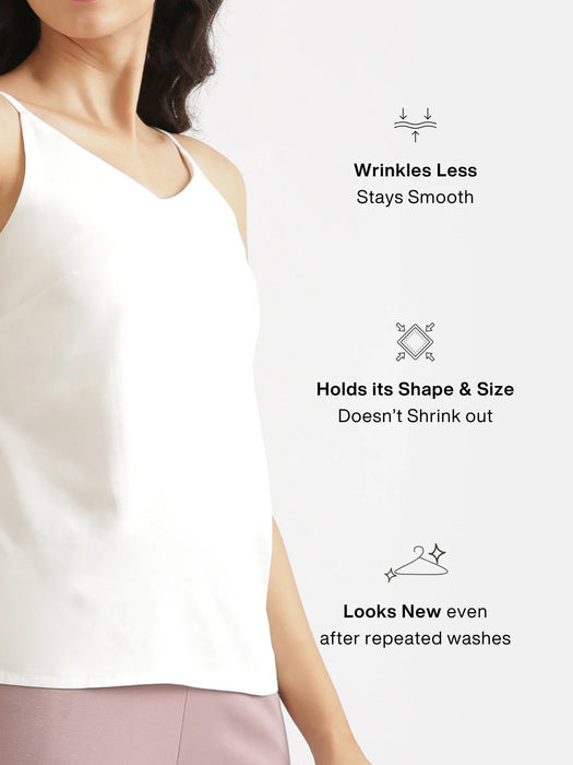 Women White Flowy Camisole Top
