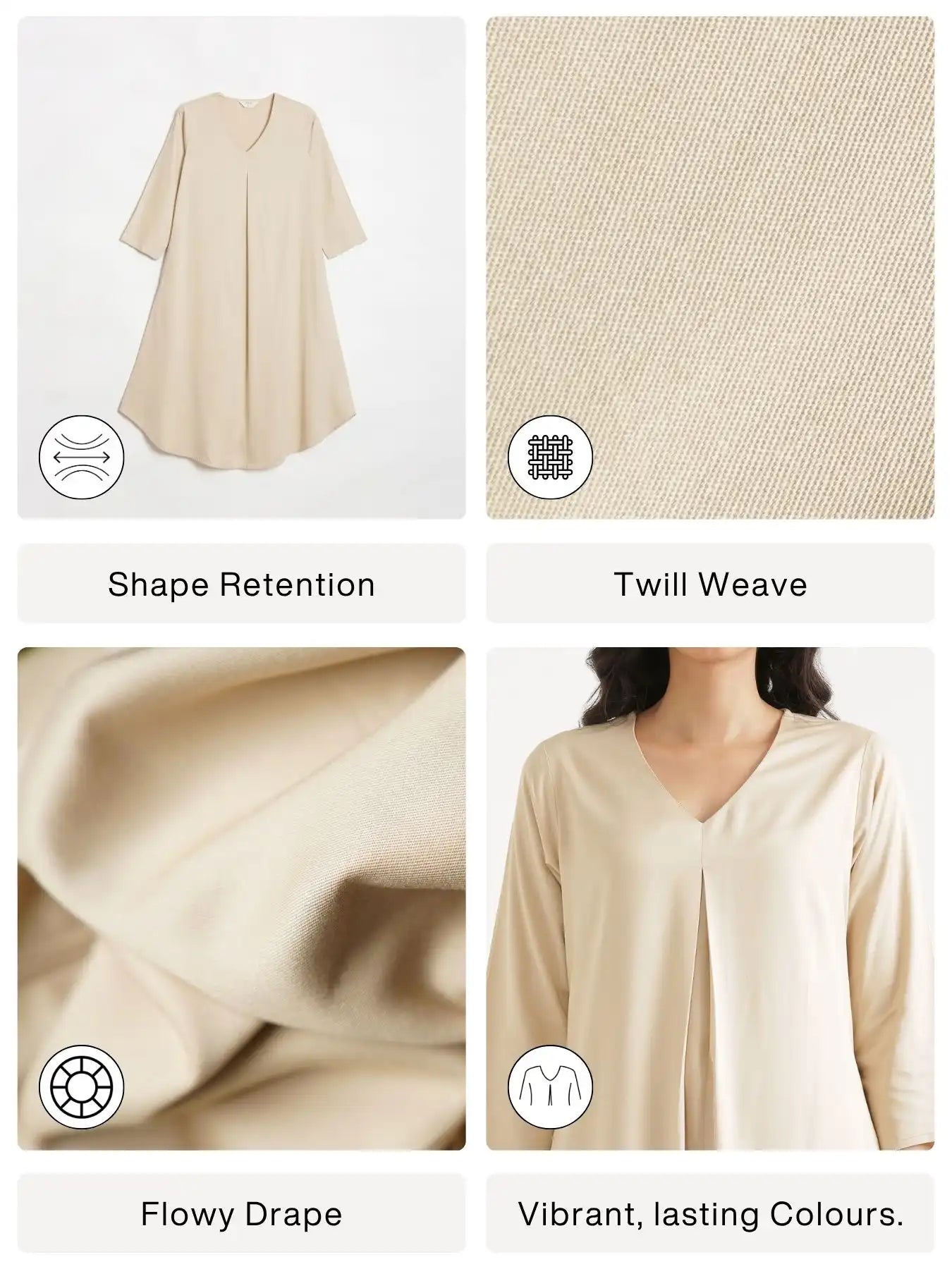 Women Beige Flowy Pleated Kurta