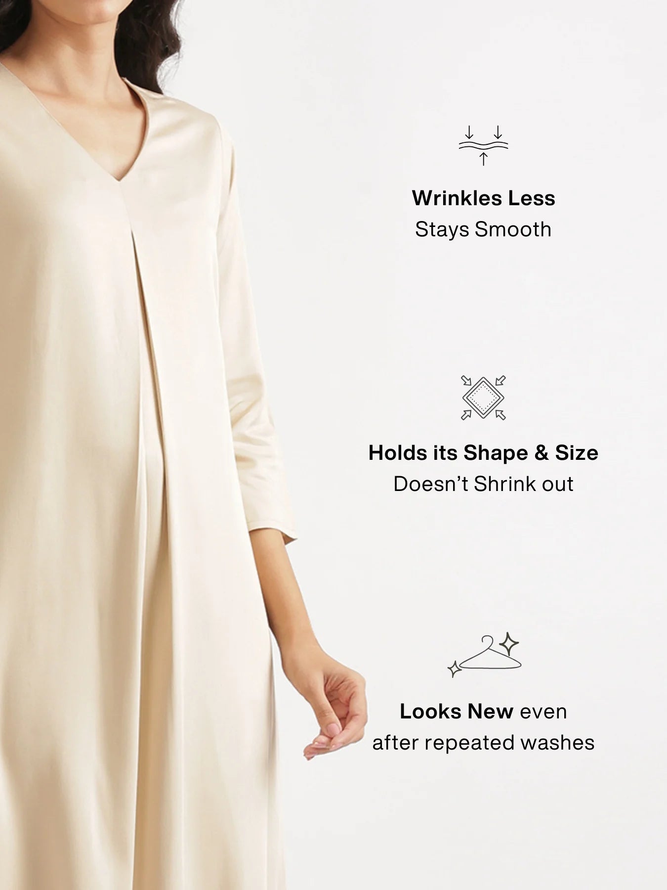 Women Beige Flowy Pleated Kurta