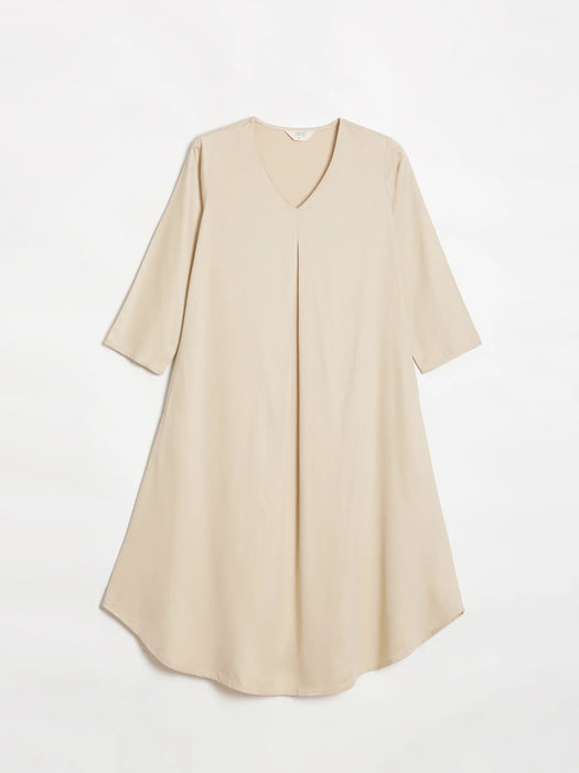Women Beige Flowy Pleated Kurta