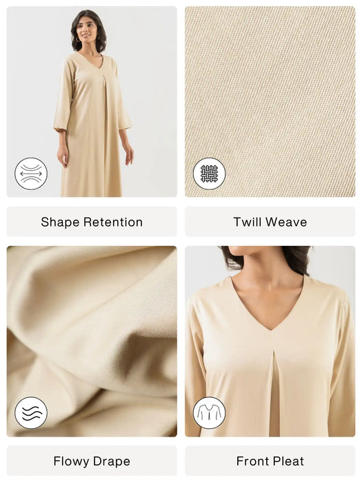 Women Beige Flowy Pleated Kurta