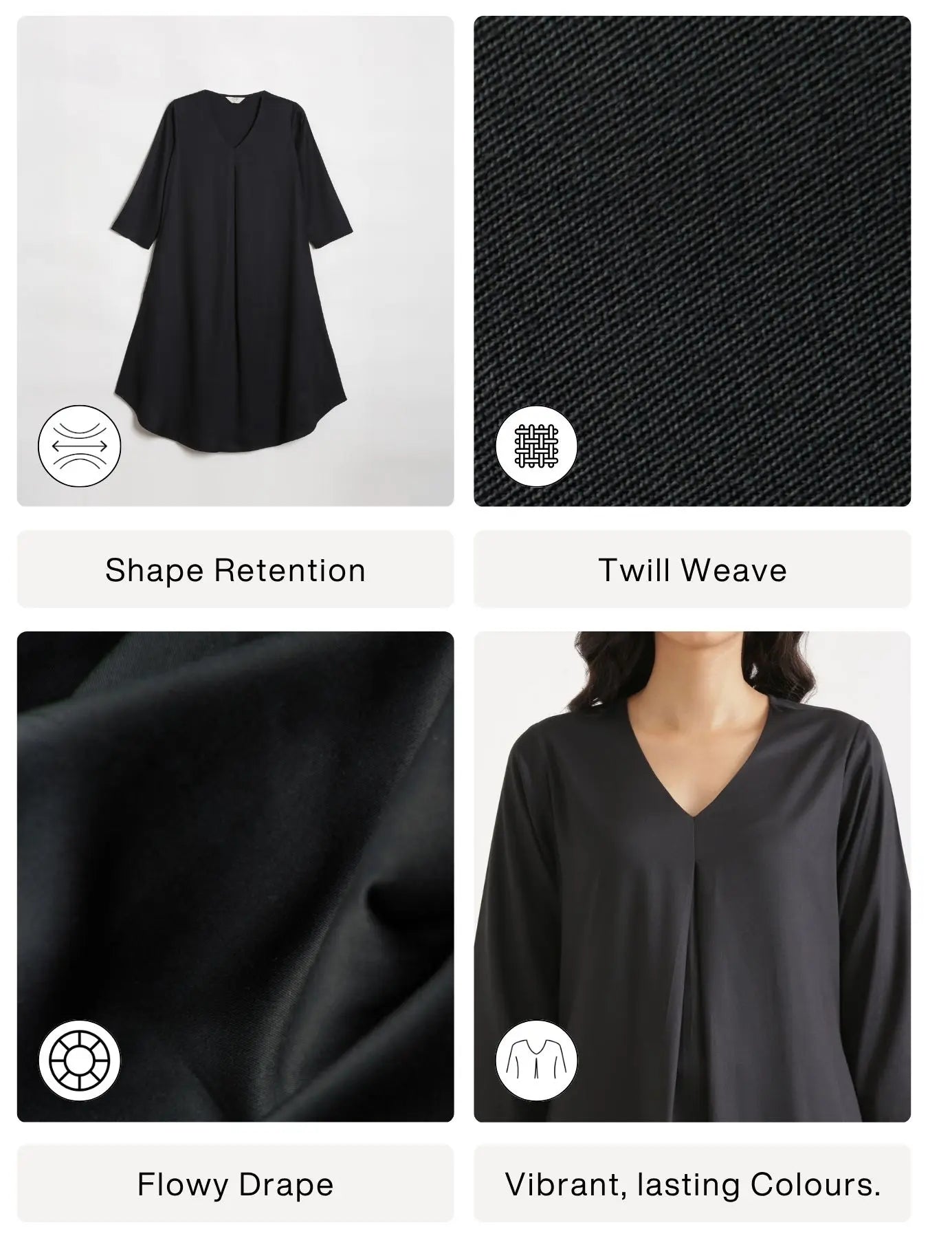 Women Black Flowy Pleated Kurta