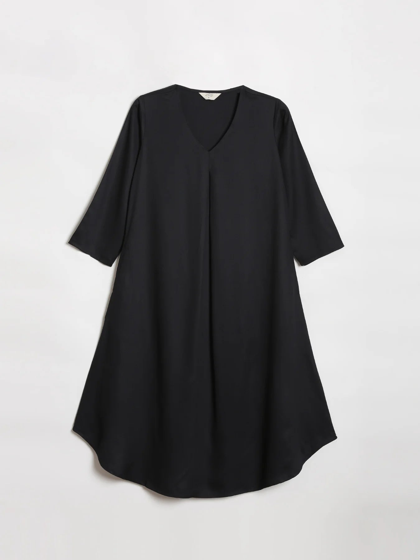 Women Black Flowy Pleated Kurta