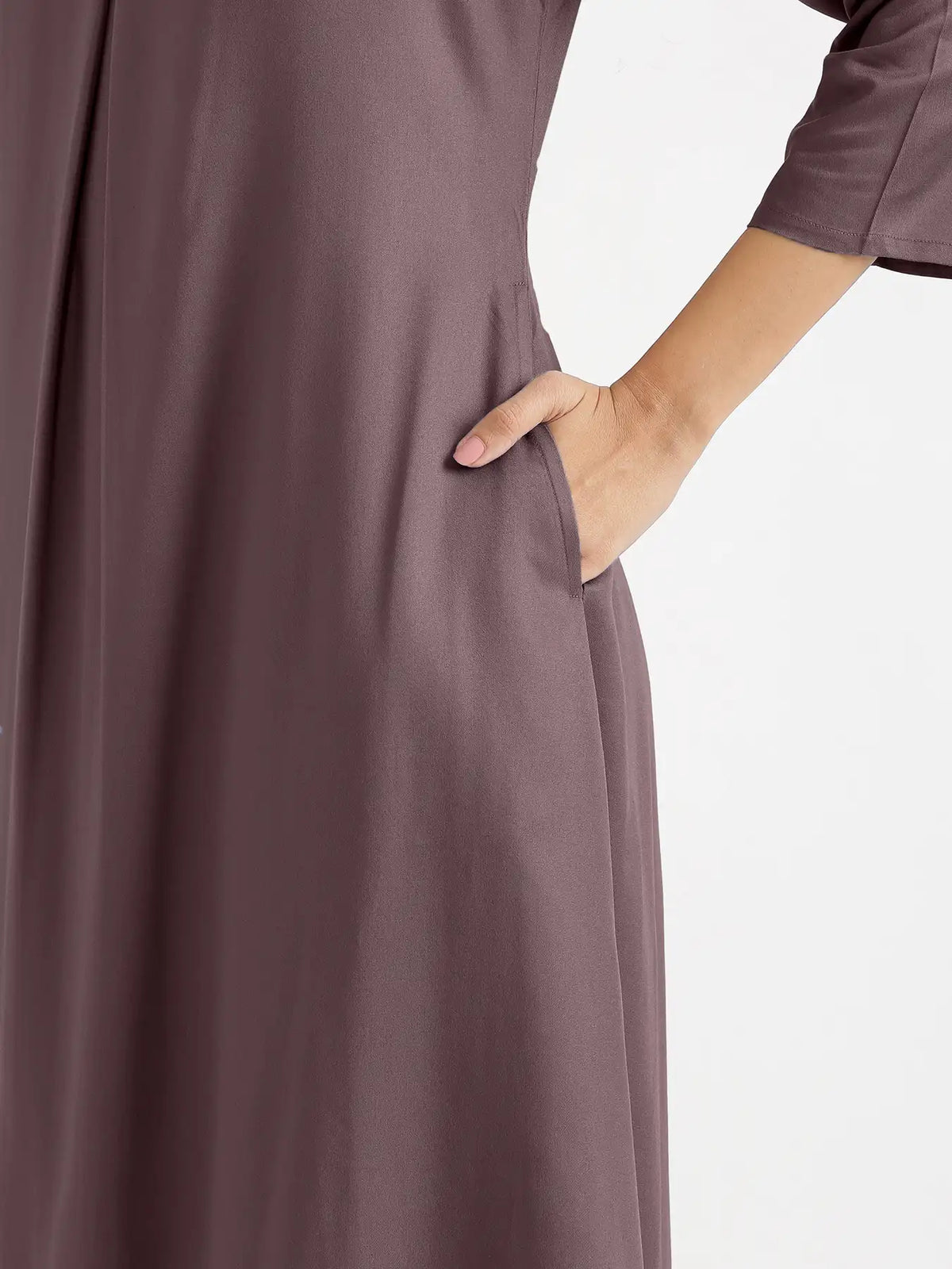 Women Brinjal Flowy Pleated Kurta