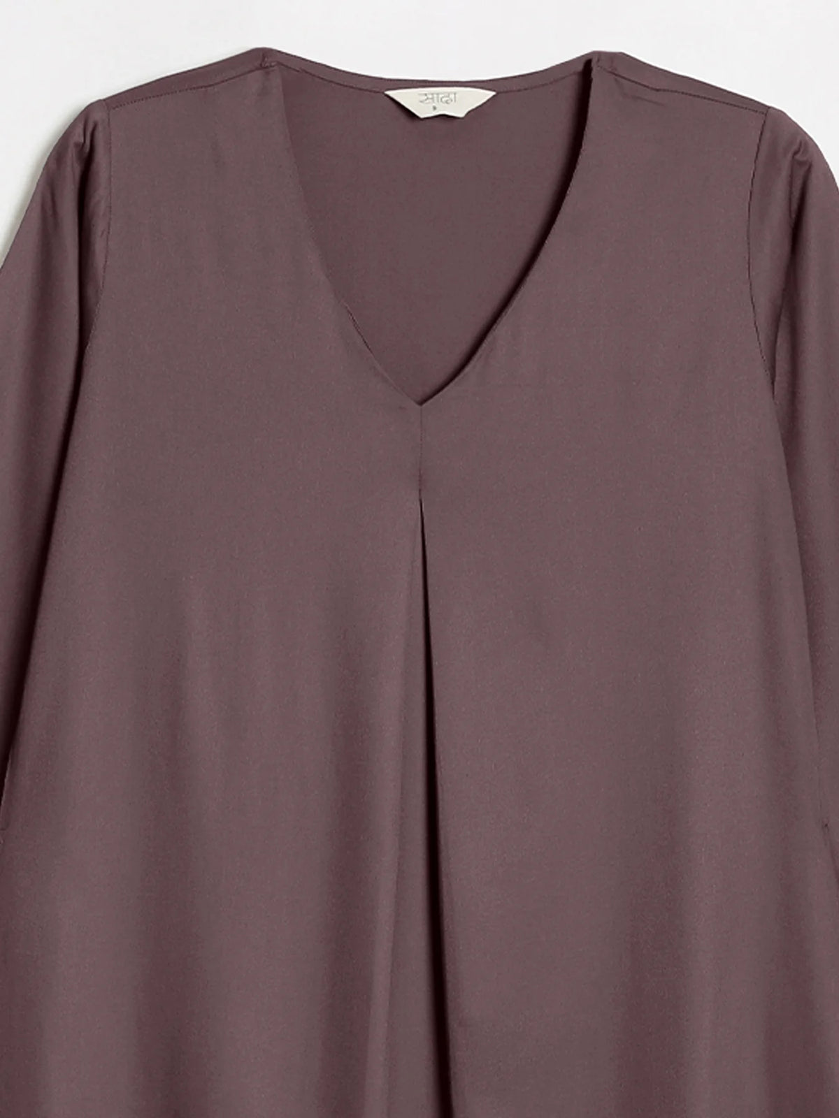 Women Brinjal Flowy Pleated Kurta