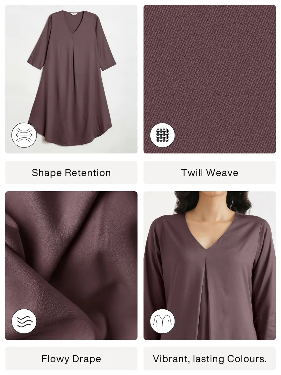 Women Brinjal Flowy Pleated Kurta