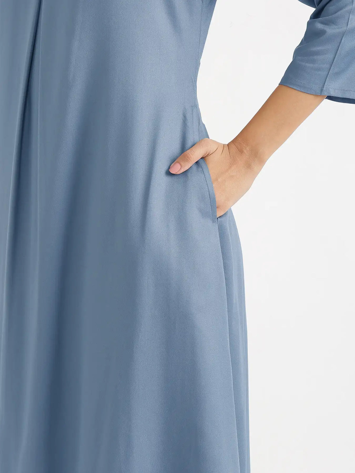 Women English Blue Flowy Pleated Kurta