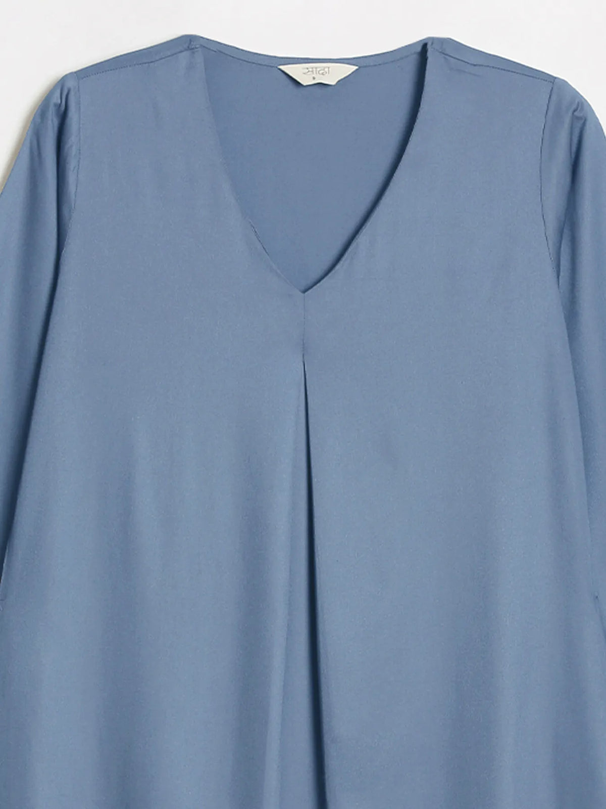 Women English Blue Flowy Pleated Kurta