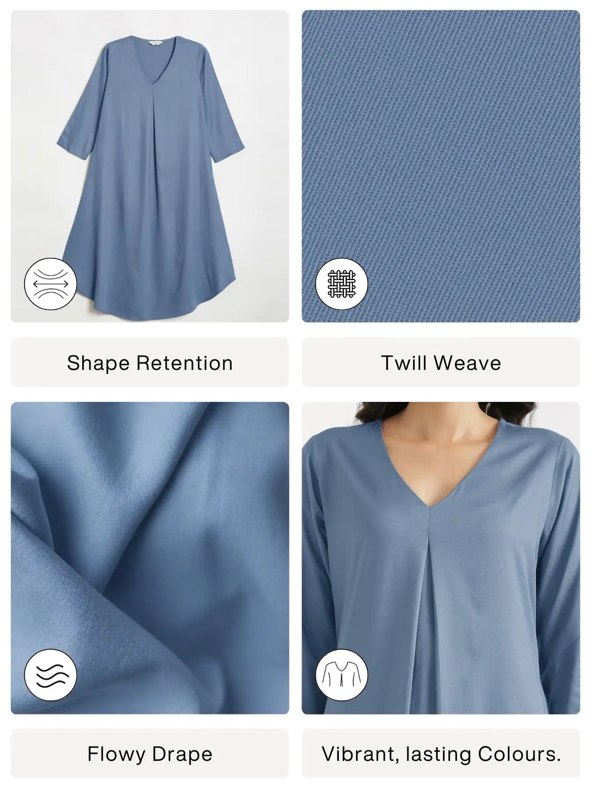 Women English Blue Flowy Pleated Kurta
