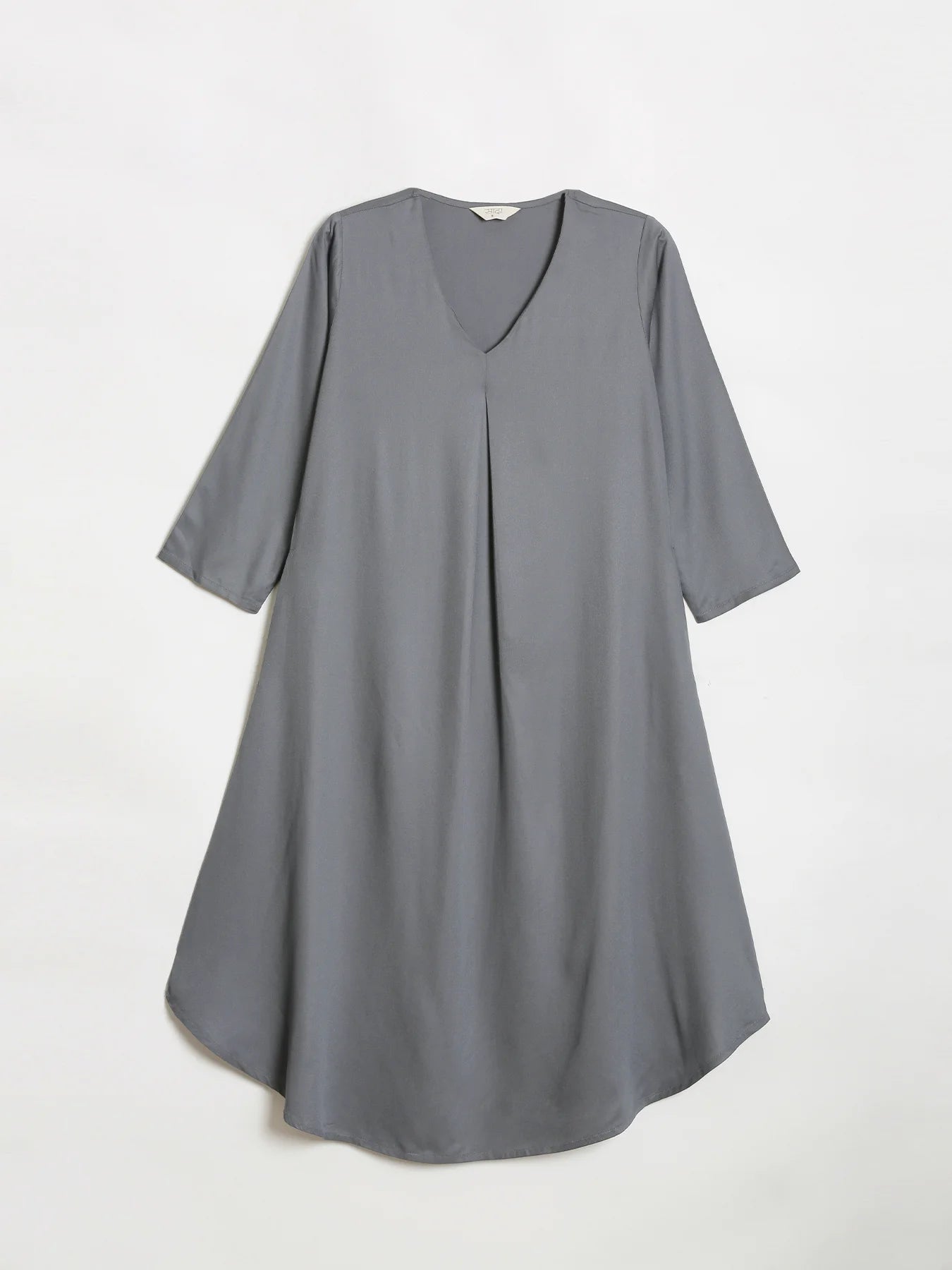 Women Grey Flowy Pleated Kurta
