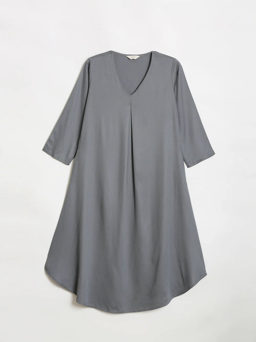 Women Grey Flowy Pleated Kurta