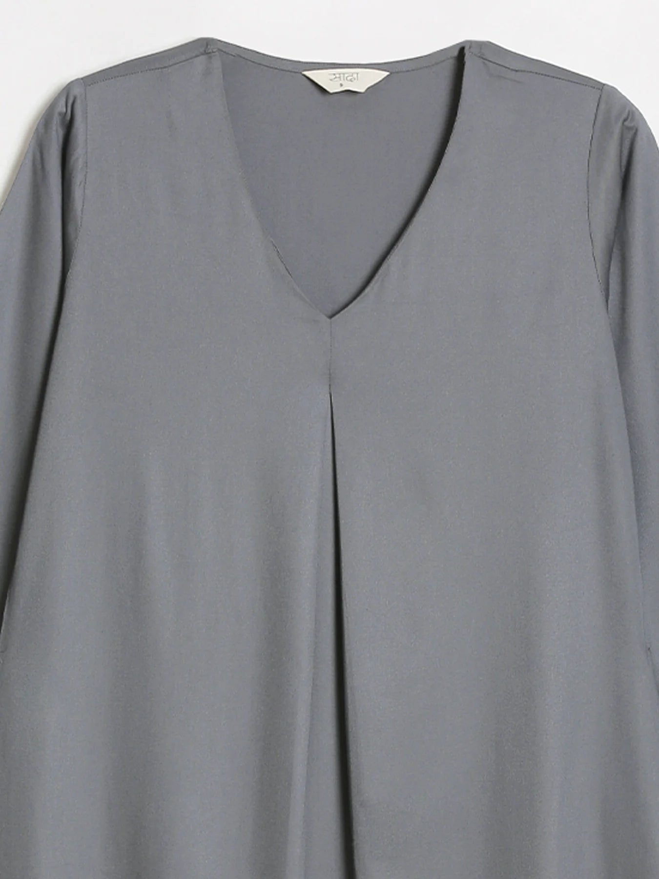 Women Grey Flowy Pleated Kurta