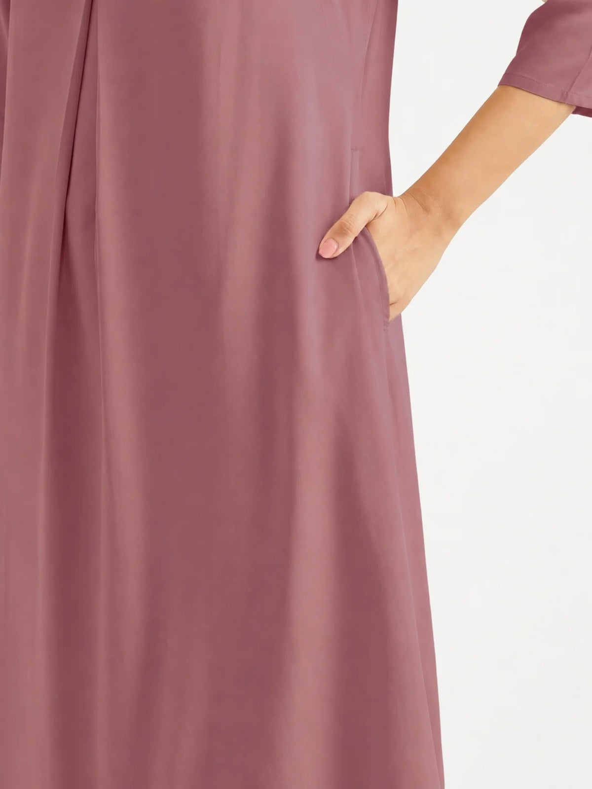 Women Rose Taupe Flowy Pleated Kurta