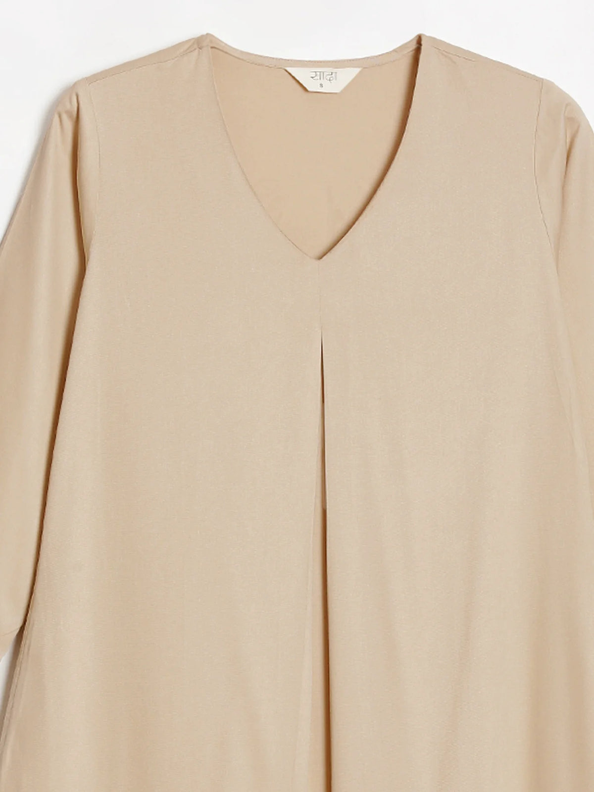 Women Taupe Flowy Pleated Kurta