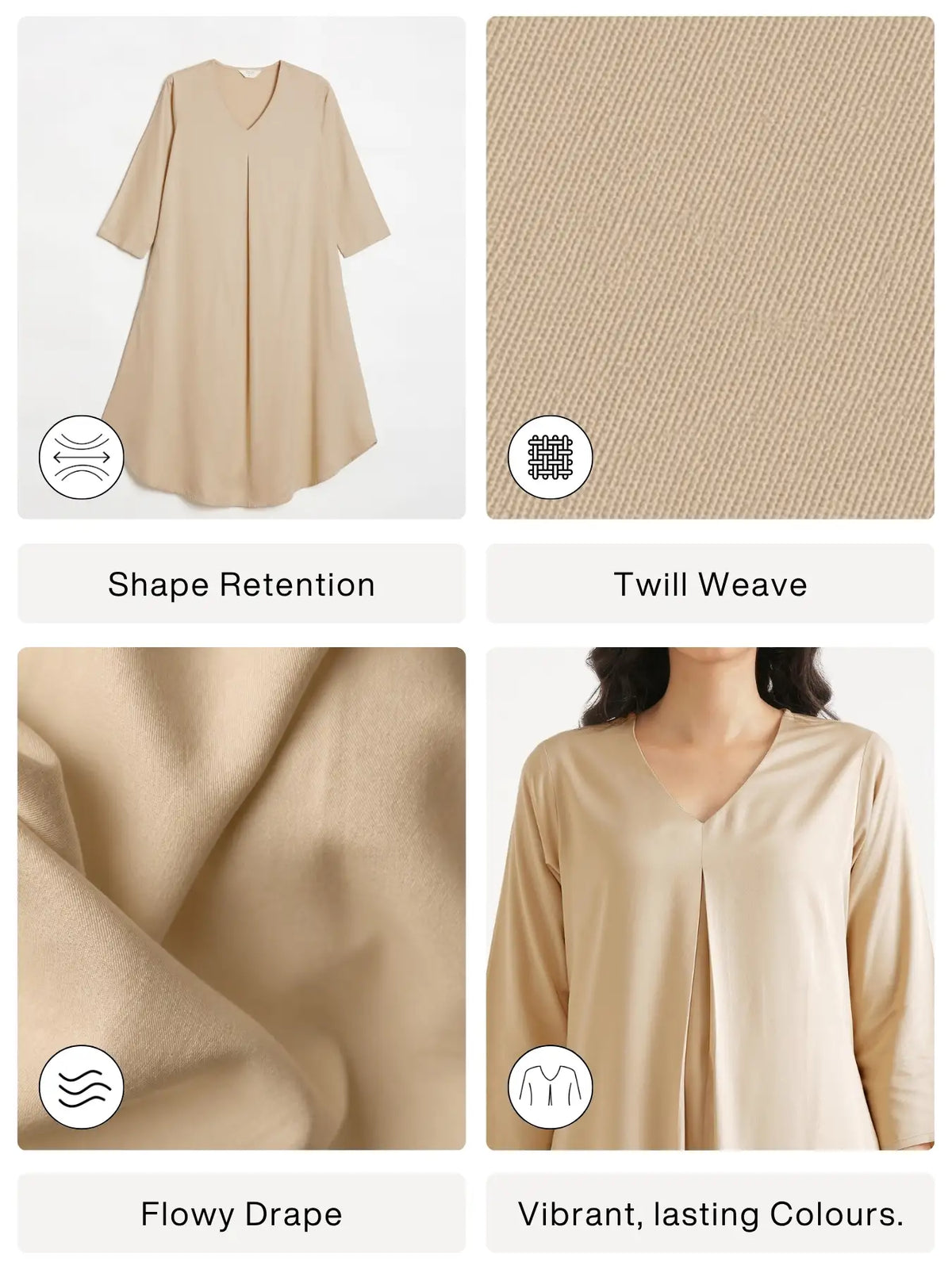 Women Taupe Flowy Pleated Kurta