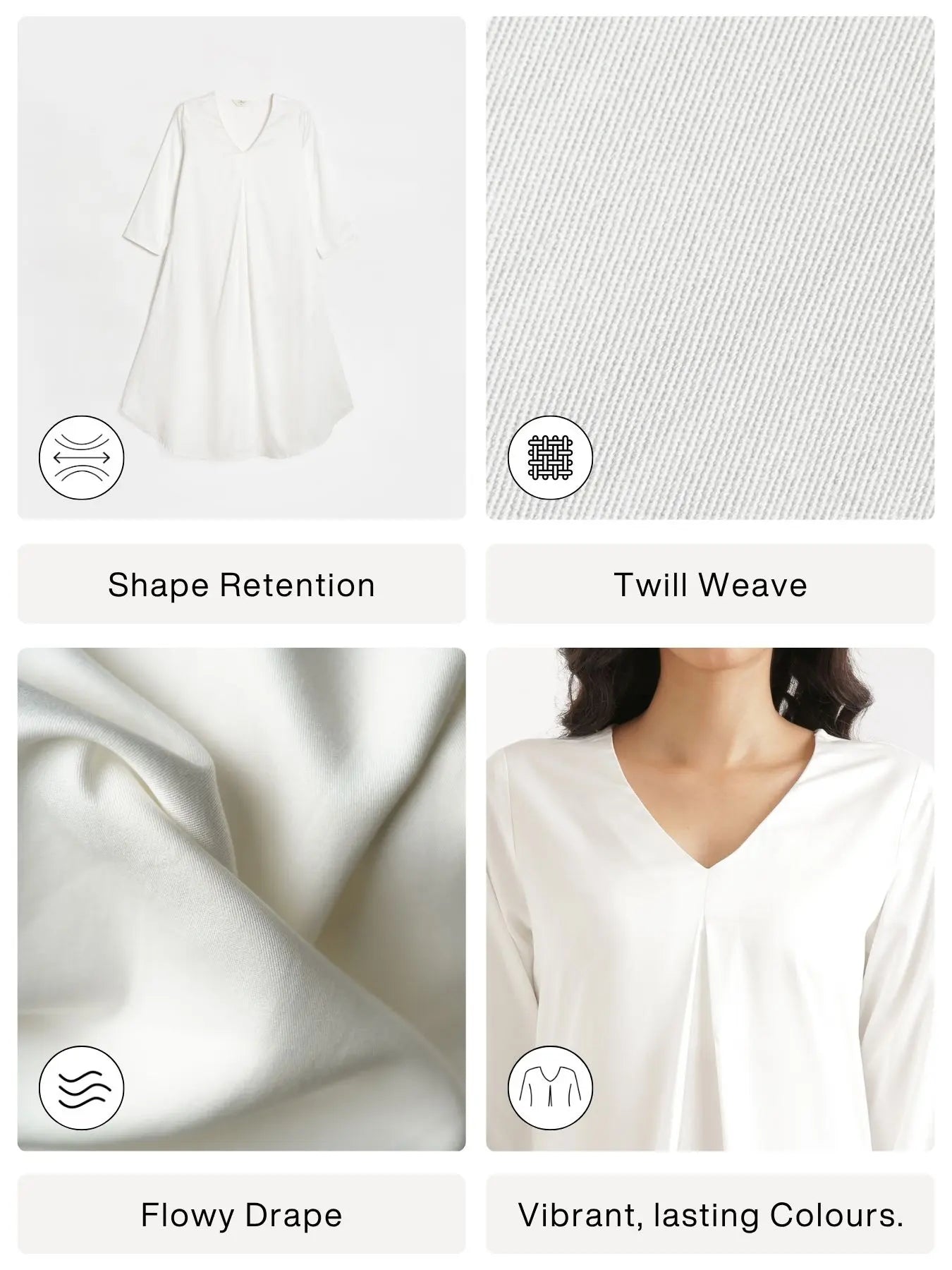 Women White Flowy Pleated Kurta