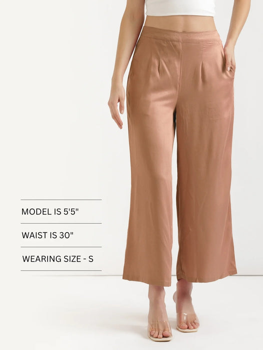 Women Mocha Mousse Viscose Palazzo Pant