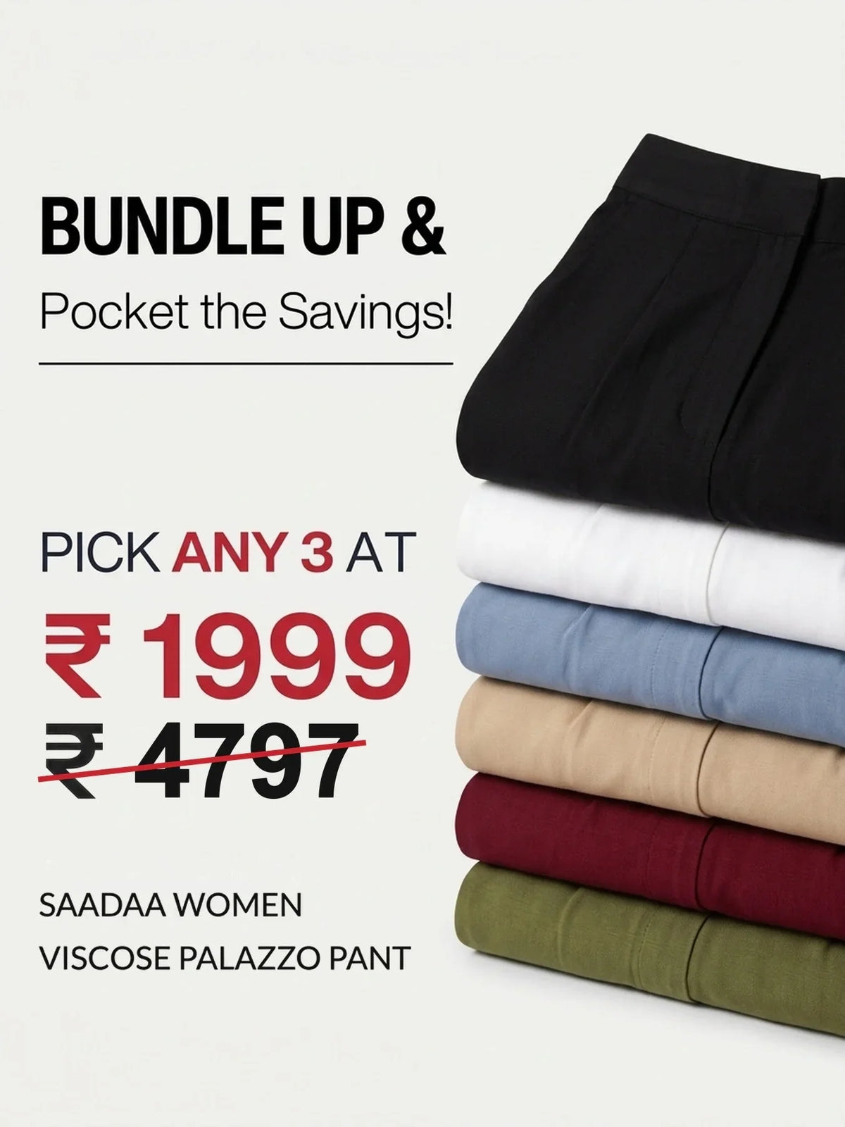 Pick Any 3 banner - Pick Any 3 Women Viscose Palazzo Pant