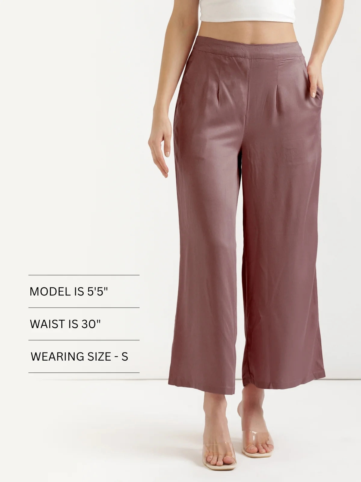 Women Rose Taupe Viscose Palazzo Pant