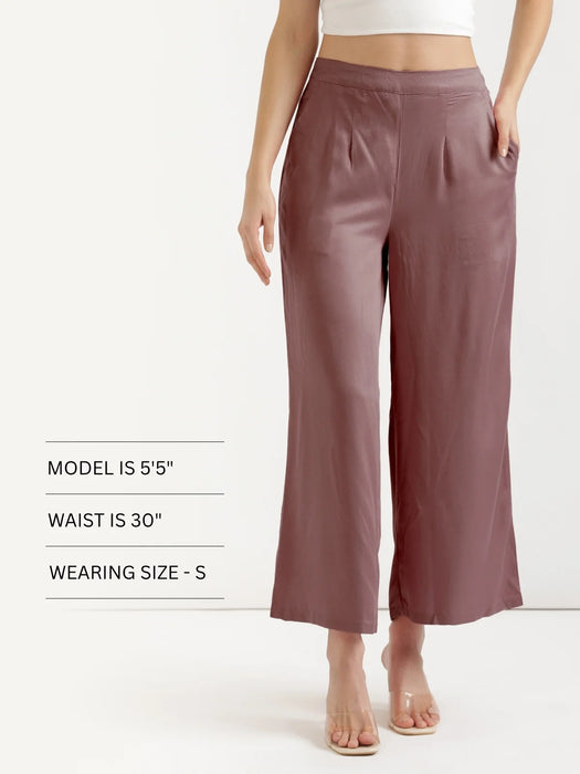 Women Rose Taupe Viscose Palazzo Pant