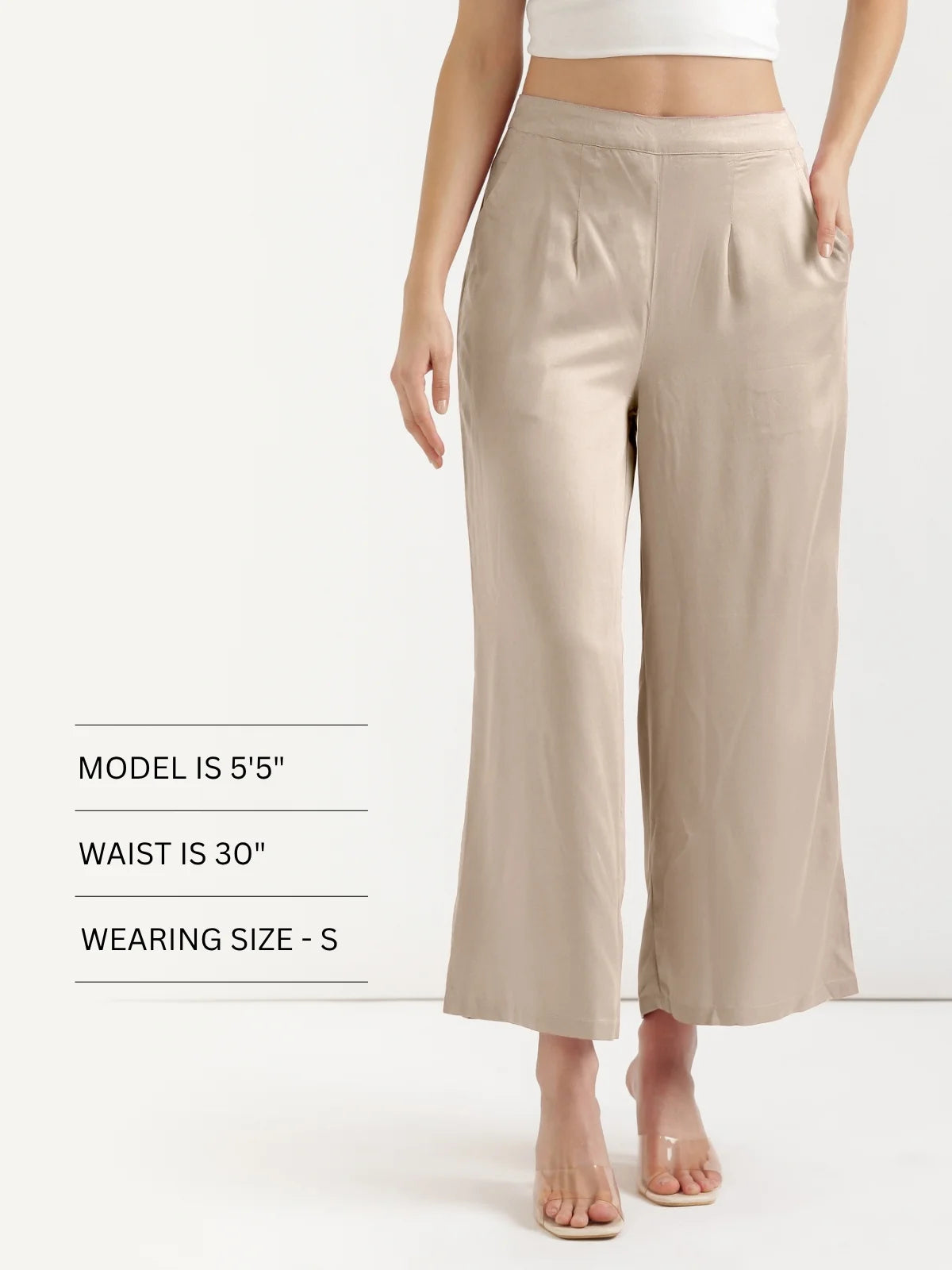 Women Taupe Viscose Palazzo Pant