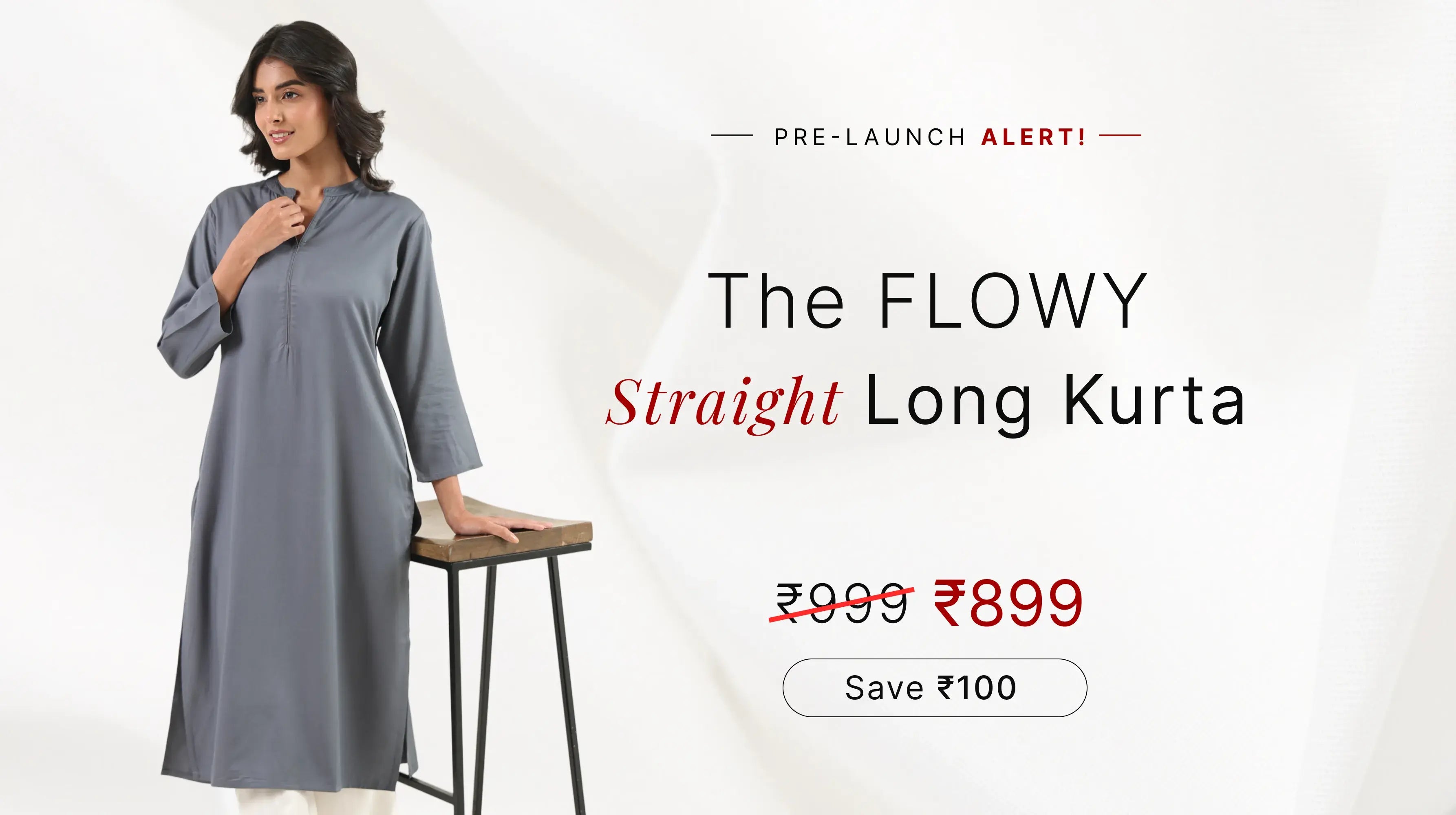 Women Flowy Straight Long Kurta banner mobile