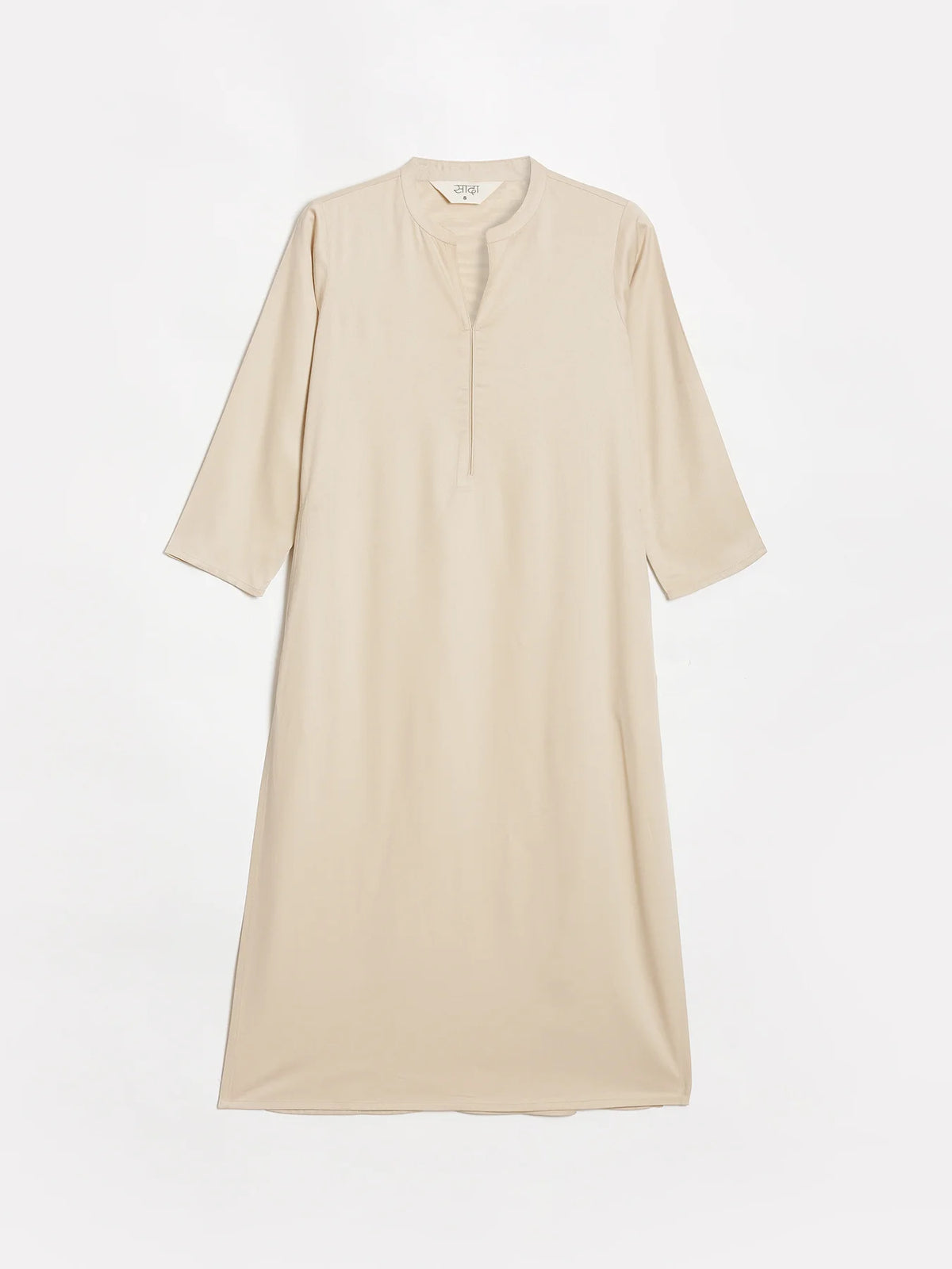 Women Beige Flowy Straight Long Kurta