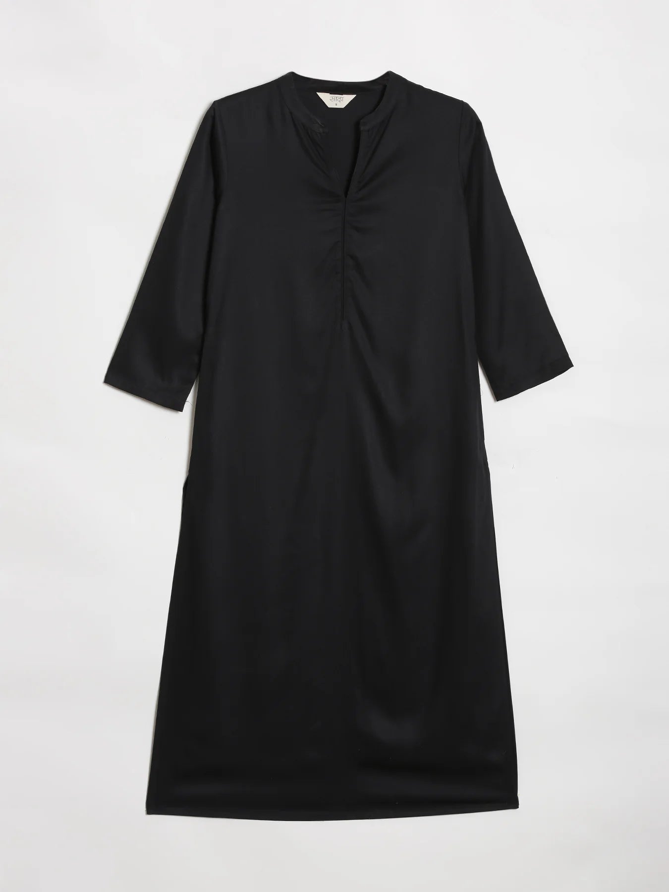 Women Black Flowy Straight Long Kurta