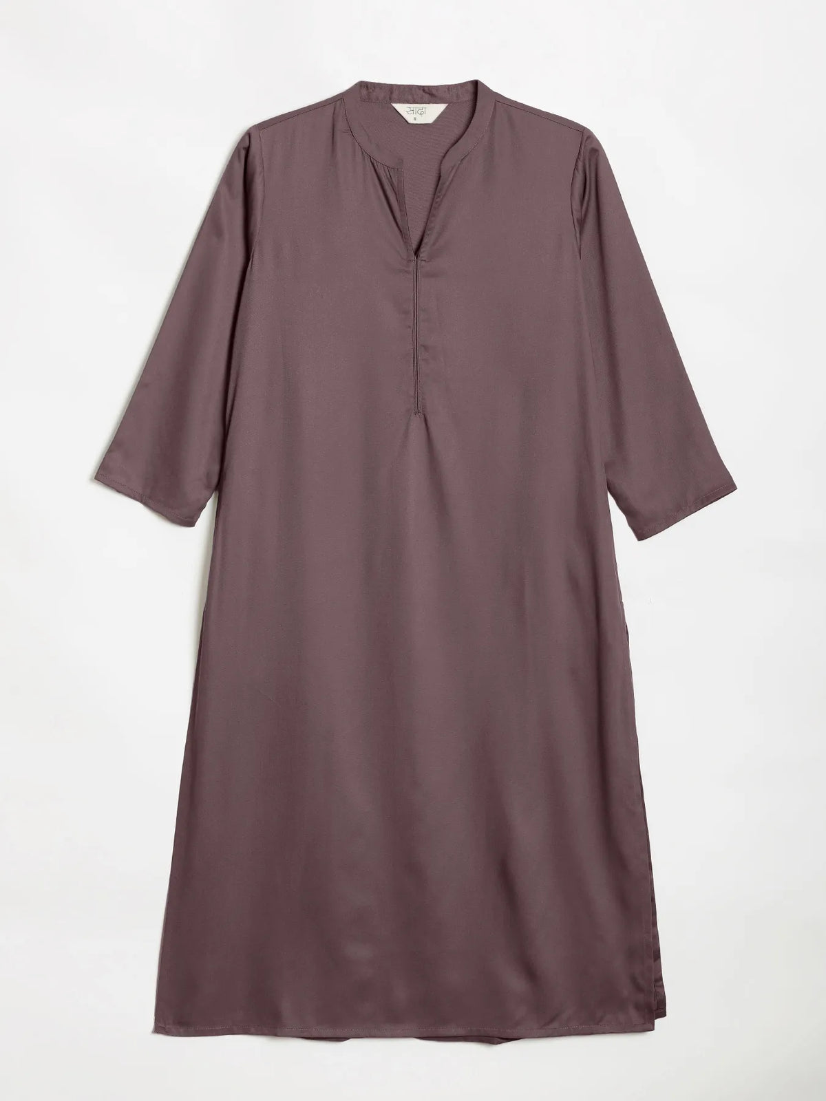 Women Brinjal Flowy Straight Long Kurta