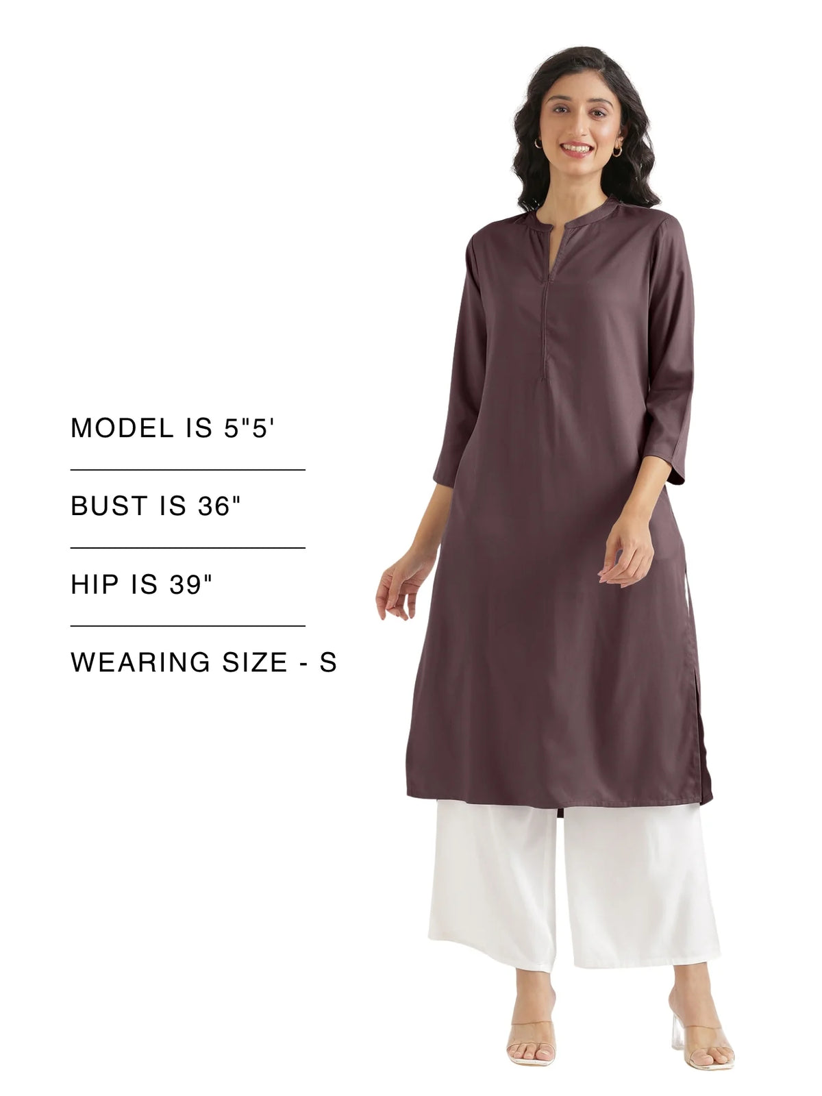 Women Brinjal Flowy Straight Long Kurta