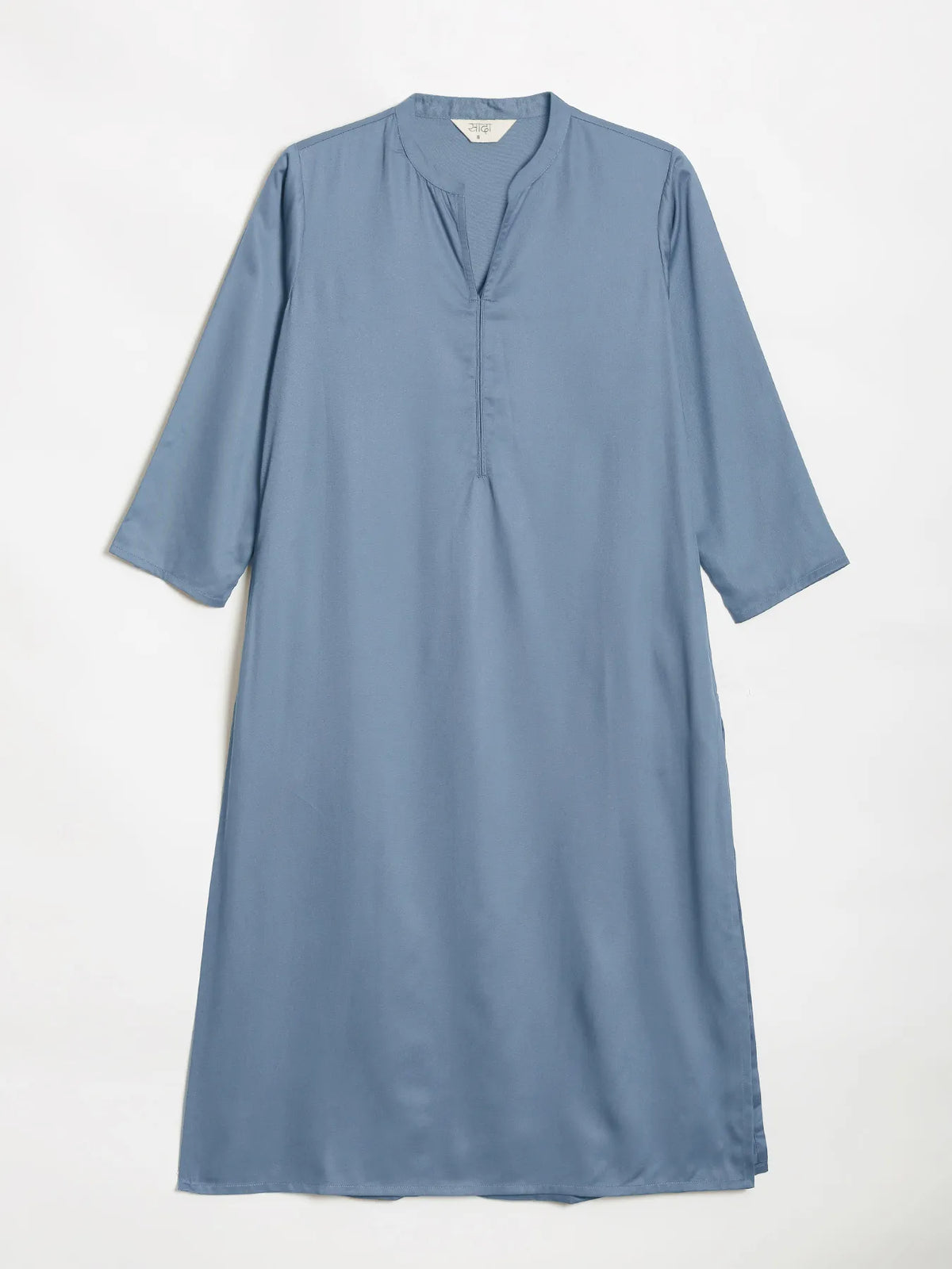 Women English Blue Flowy Straight Long Kurta