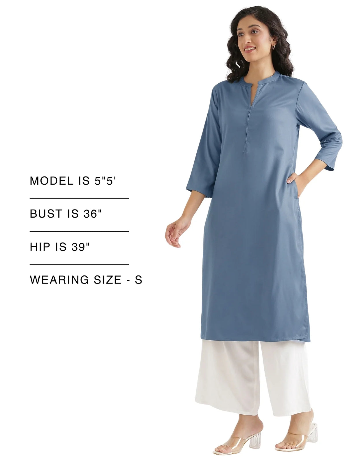 Women English Blue Flowy Straight Long Kurta