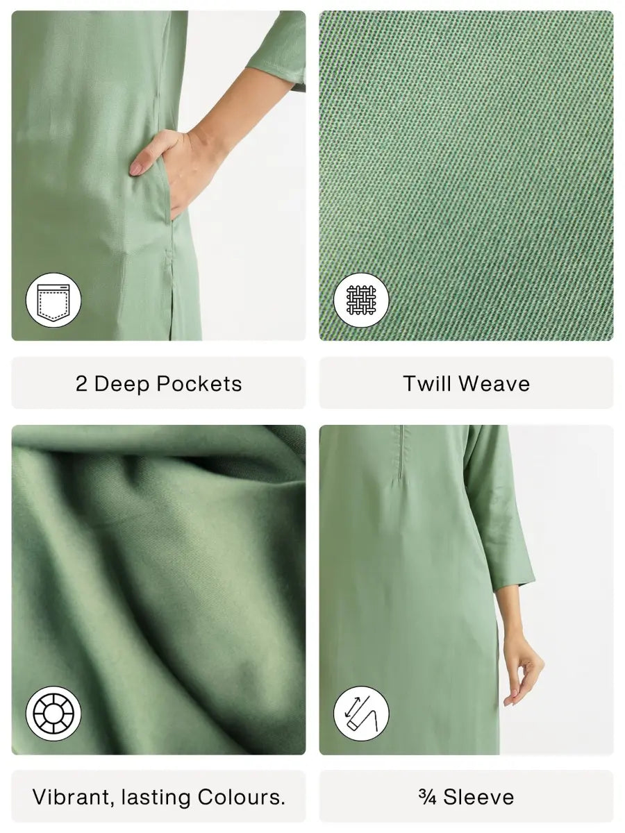 Women Jade Flowy Straight Long Kurta
