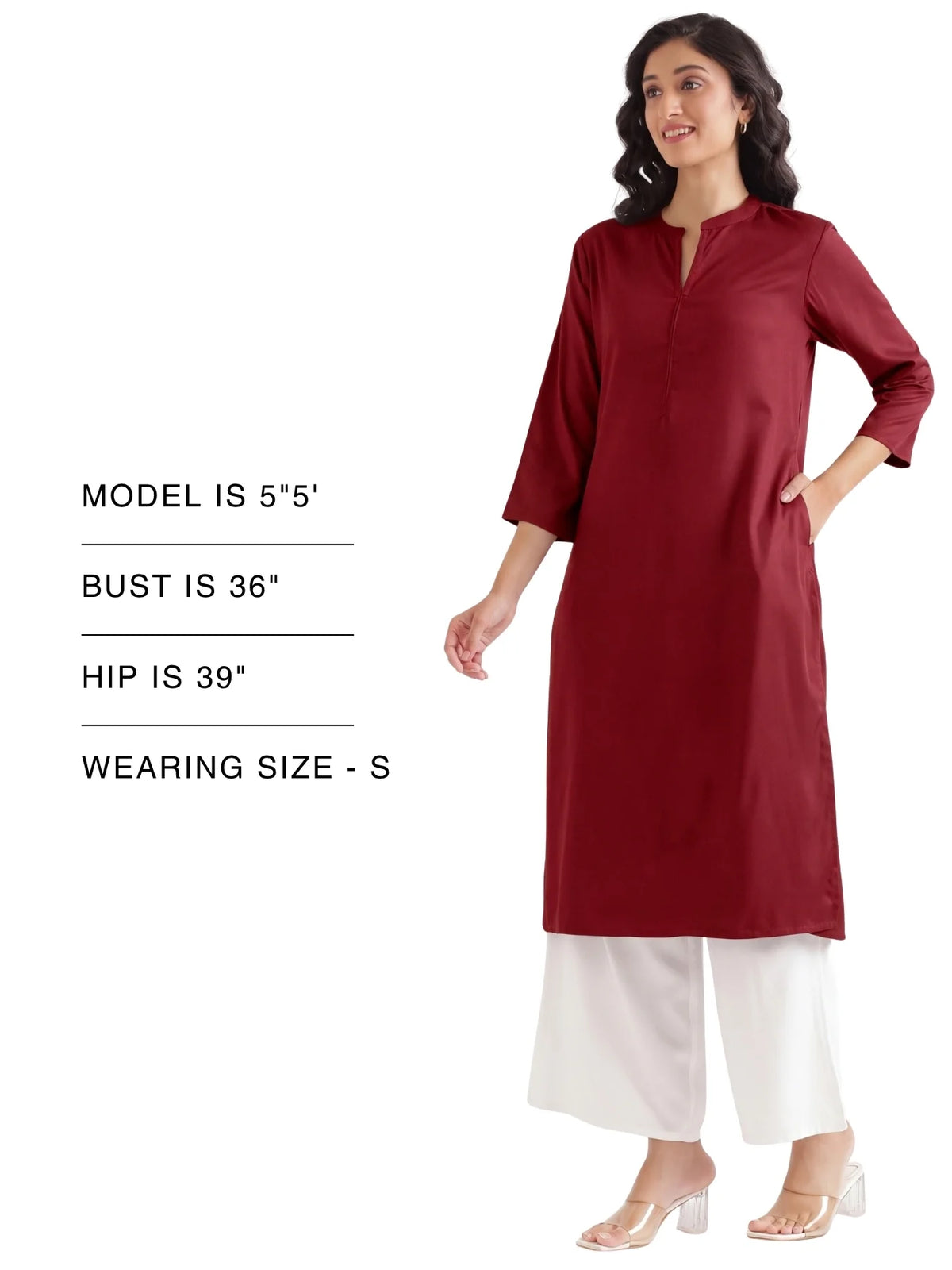 Women Maroon Flowy Straight Long Kurta