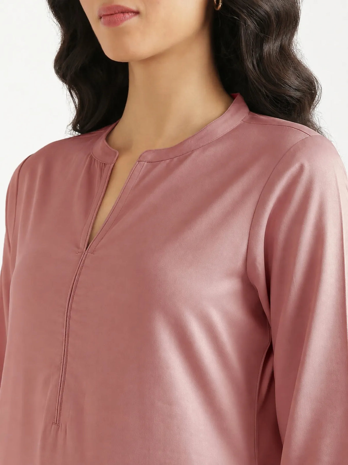 Women Rose Taupe Flowy Straight Long Kurta