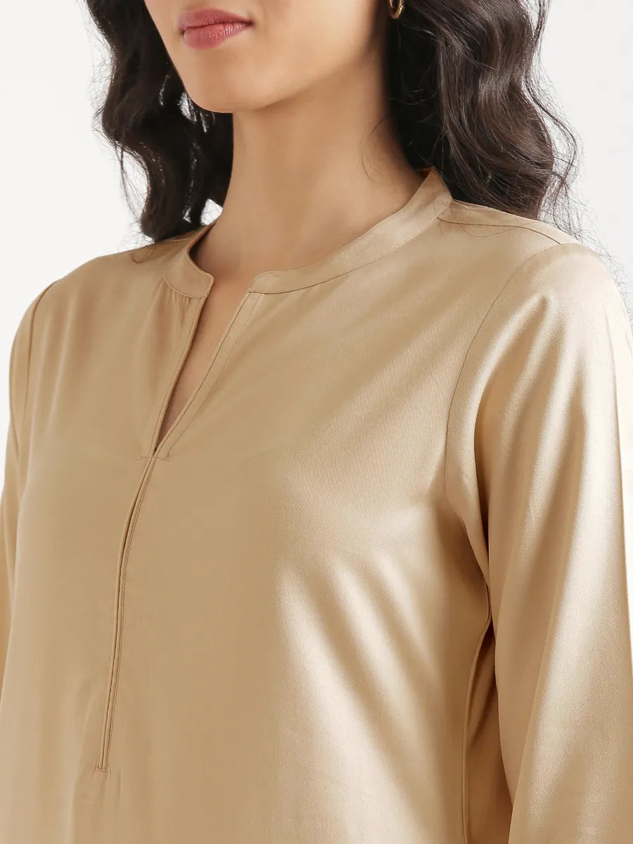 Women Taupe Flowy Straight Long Kurta