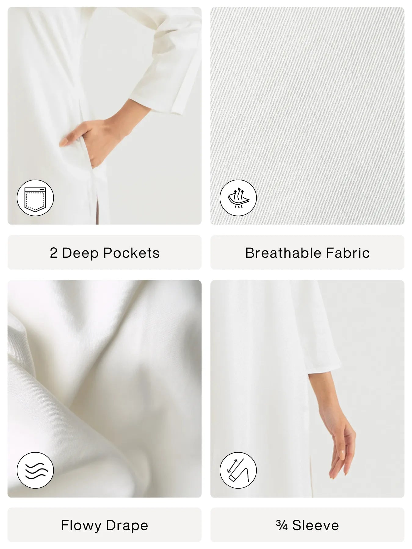 Women White Flowy Straight Long Kurta